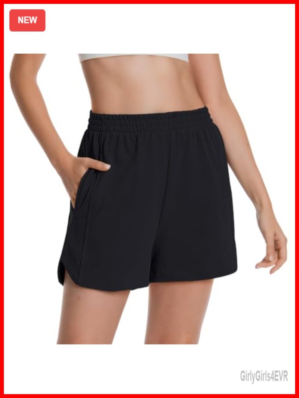 Cotton Sweat Shorts Curved Hem High Waist Athletic Shorts with Pockets